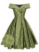 Green 1950s Off-Shoulder Vintage Dress: where 1950s romance meets her modern spirit