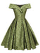 This Green 1950s Off-Shoulder Vintage Dress wraps her in 1950s elegance, one twirl at a time