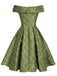 Green 1950s Off-Shoulder Vintage Dress — a 1950s silhouette that turns sidewalks into runways