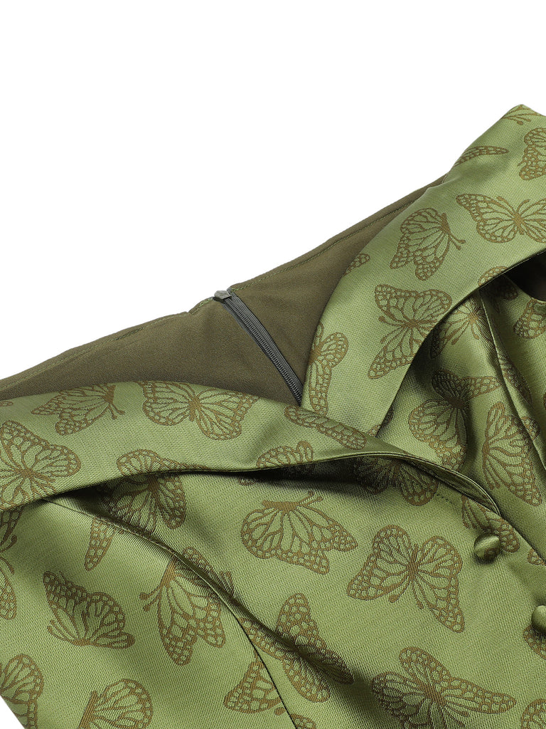 She slips into this Green 1950s Off-Shoulder Vintage Dress and suddenly it's a 1950s daydream
