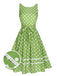 Green 1950s Polka Dot Lace Binding Dress, vintage dress, retro fashion, rockabilly, pin-up fashion - perfect for women who love vintage and retro fashion