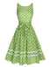 Green 1950s Polka Dot Lace Binding Dress, vintage dress, retro fashion, rockabilly, pin-up fashion - perfect for women who love vintage and retro fashion