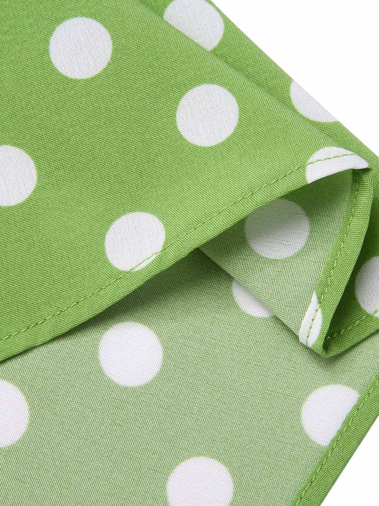 Green 1950s Polka Dot Lace Binding Dress, vintage dress, retro fashion, rockabilly, pin-up fashion - perfect for women who love vintage and retro fashion