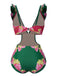 Green 1950s Retro-Flowers V-Neck Swimsuit, vintage swimsuit, pin-up swimwear - perfect for women who love vintage and retro fashion