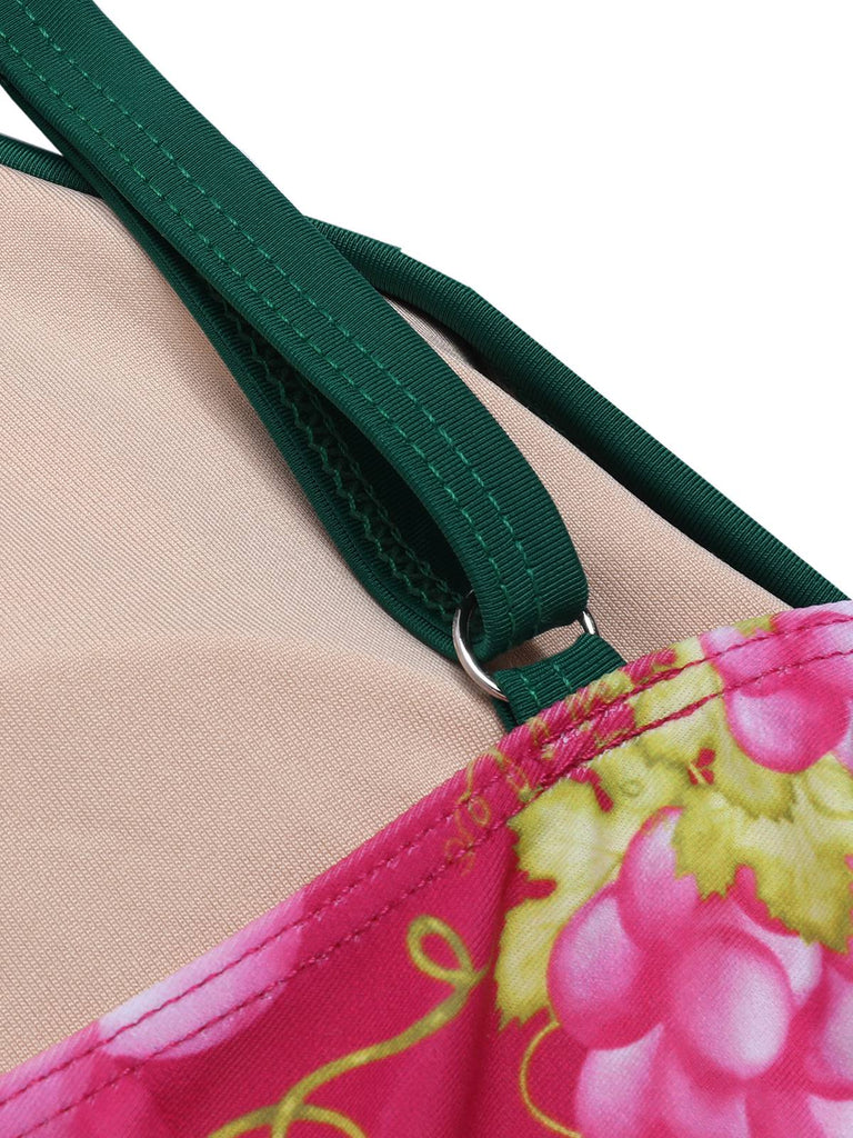 Green 1950s Retro-Flowers V-Neck Swimsuit, vintage swimsuit, pin-up swimwear - perfect for women who love vintage and retro fashion