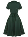 Green 1950s Solid Bow Square Collar Dress, vintage dress, retro fashion, rockabilly, pin-up fashion - perfect for women who love vintage and retro fashion