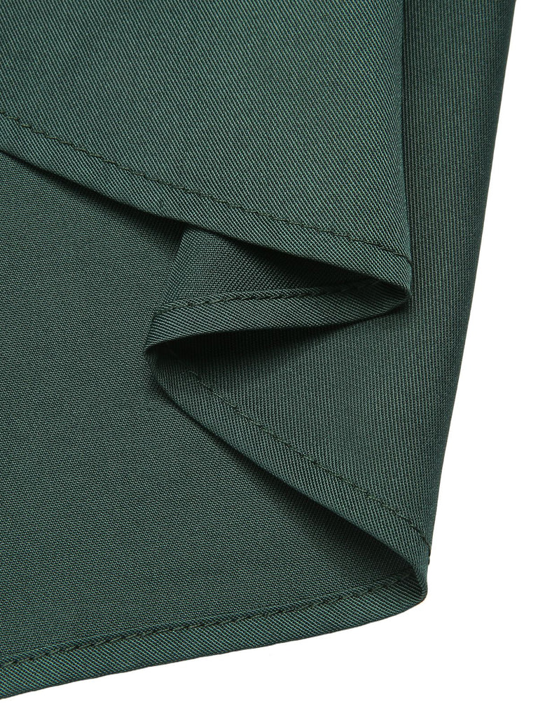 Green 1950s Solid Bow Square Collar Dress, vintage dress, retro fashion, rockabilly, pin-up fashion - perfect for women who love vintage and retro fashion