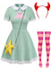 Green 1950s V Neck Dress