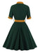 Green 1950s Tie Neck Contrast Patchwork Dress: where 1950s romance meets her modern spirit