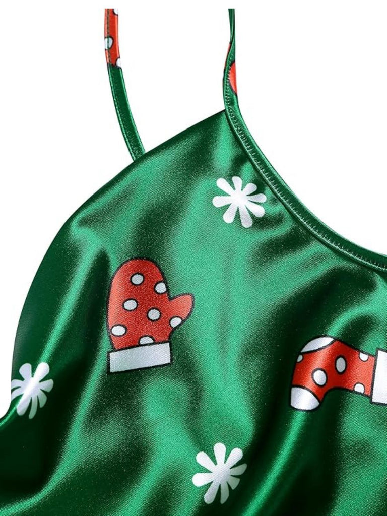 Green 1960s Christmas Cowl Neck Slip Dress - vintage dress, retro fashion