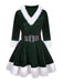 Green 1960s Christmas Velvet Patchwork Hooded Dress, vintage dress, retro fashion - perfect for women who love vintage and retro fashion