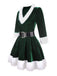 Green 1960s Christmas Velvet Patchwork Hooded Dress, vintage dress, retro fashion - perfect for women who love vintage and retro fashion
