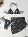 Green 1960s Print Mesh Vintage Slim Bikini Set 2