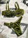 Green 1960s Solid Velvet 3D Rose Bikini Set - vintage fashion, retro style