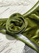 Green 1960s Solid Velvet 3D Rose Bikini Set - vintage fashion, retro style