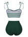 Green 1960s Stripe Shoulder Straps Swimsuit, vintage swimsuit, pin-up swimwear - perfect for women who love vintage and retro fashion