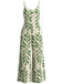 Green 1960s Tropical Leaf Print Spaghetti Strap Wide-Leg Jumpsuit - vintage romper, retro jumpsuit for vintage lovers