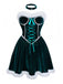 Green 1960s Velvet Fringe Strapless Mini Dress - vintage dress, retro fashion