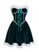Green 1960s Velvet Fringe Strapless Mini Dress - vintage dress, retro fashion