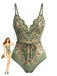 Green 1970s Bohemia Petal Collar One-Piece Swimsuit - vintage swimsuit, pin-up swimwear for vintage lovers