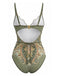 Green 1970s Bohemia Petal Collar One-Piece Swimsuit - vintage swimsuit, pin-up swimwear for vintage lovers