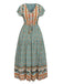 She slips into this Green 1970s Cap Sleeve Bohemian Dress and suddenly it's a 1970s daydream