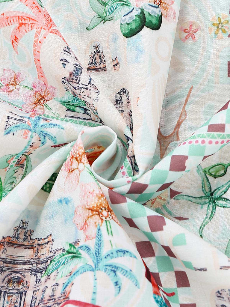 Green-1970s-Coastal-Puff-Sleeve-Shirt-Dress, vintage, retro, dress