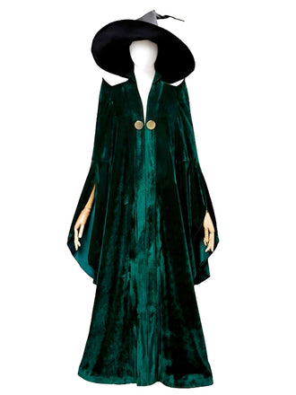 Green 1970s Halloween Velvet Witch Costume Cloak - vintage fashion, retro style
