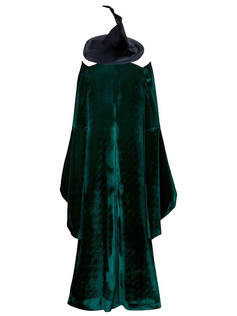 Green 1970s Halloween Velvet Witch Costume Cloak - vintage fashion, retro style