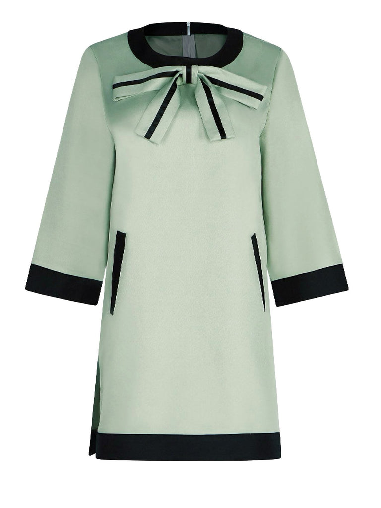 Green 1970s The Queen's Gambit Bow A-Line Dress, vintage dress, retro fashion - perfect for women who love vintage and retro fashion