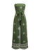 She finds her 1970s story in this Green 1970s Wide-Legs Bohemian Bandeau Jumpsuit