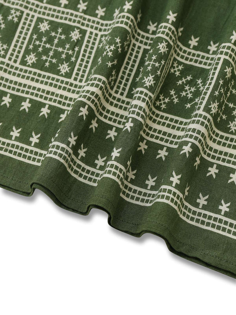 Green 1970s Wide-Legs Bohemian Bandeau Jumpsuit — 1970s style that transcends decades