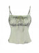Green 1970s Satin Ruched Bust Slip Cami Top - vintage fashion, retro style