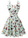 Green 1980s Bird Square Collar Sleeveless Dress: timeless style reimagined