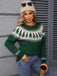 Green 1980s Christmas Tree Fair Isle Sweater - vintage fashion, retro style