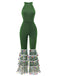 Green 1980s Solid Sparkly Mock Mesh Jumpsuit - vintage jumpsuit, retro fashion