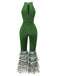 Green 1980s Solid Sparkly Mock Mesh Jumpsuit - vintage jumpsuit, retro fashion