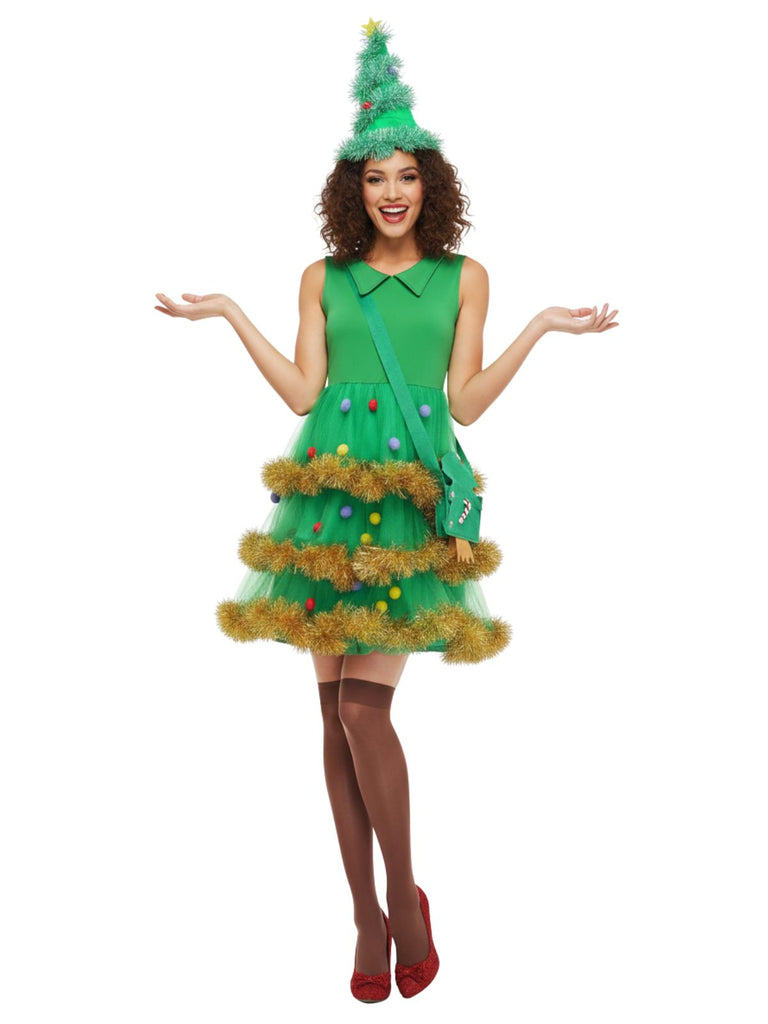 Green Christmas Tree Tiered Dress Set - vintage dress, retro fashion, elegant red