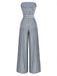 Grey 1930s Strapless Striped Belted Jumpsuit - vintage jumpsuit, retro fashion