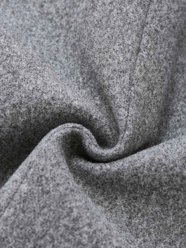 Grey 1940s Faux-Wool Stand Collar Buttons Jacket - vintage fashion, retro style
