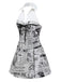 Grey 1960s Newspaper Print Halter V-Neck Dress | vintage dress, retro fashion, elegant style - perfect for retro fashion enthusiasts