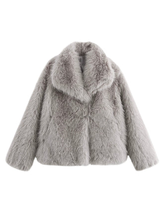 Grey 1980s Faux Fur Cropped Jacket - vintage fashion, retro style