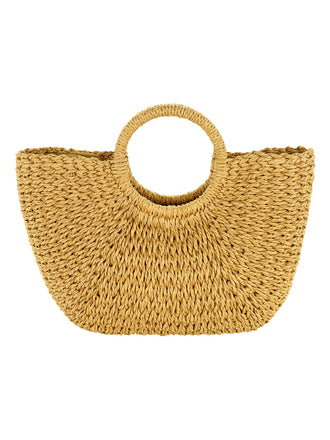 Half-Moon Hand Woven Straw Handbag, vintage bag, retro purse - perfect for women who love vintage and retro fashion