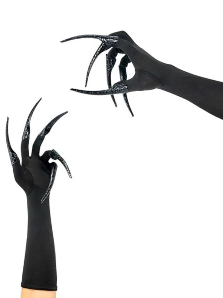 Halloween Black Long Black Claw Gloves - vintage fashion, retro style, classic black