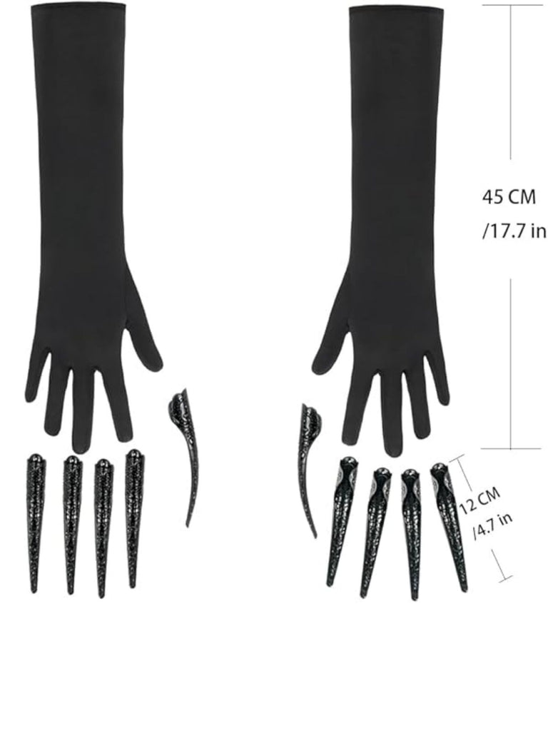 Halloween Black Long Black Claw Gloves - vintage fashion, retro style, classic black