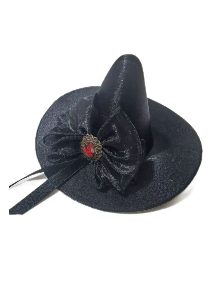 Halloween Bow Pointed Hat Hair Clip - vintage fashion, retro style