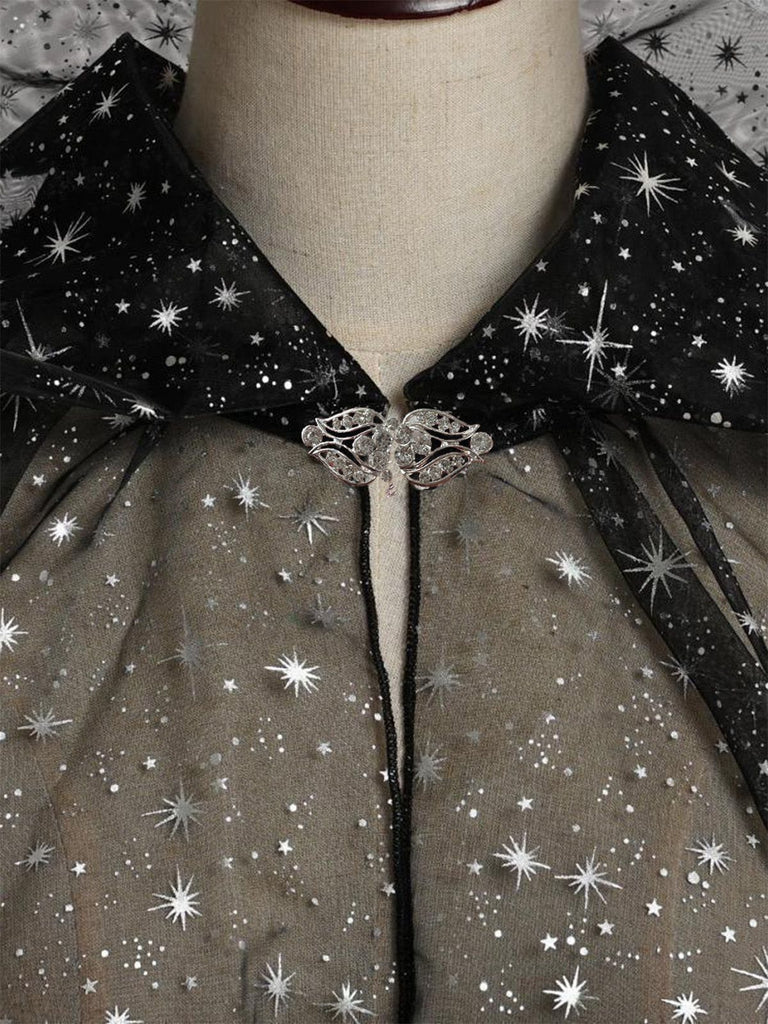 Halloween Foil Hooded Long Train Cape - vintage fashion, retro style