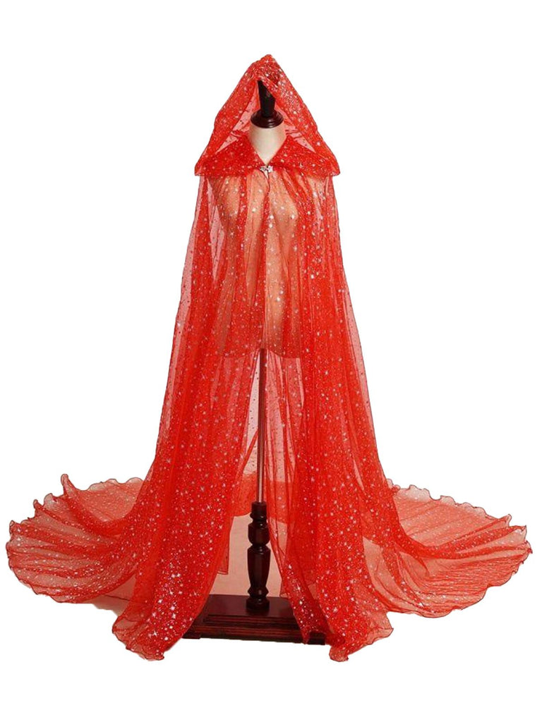 Halloween Foil Hooded Long Train Cape - vintage fashion, retro style