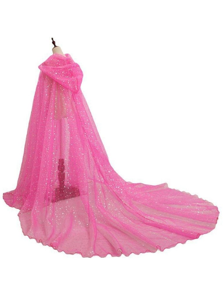 Halloween Foil Hooded Long Train Cape - vintage fashion, retro style