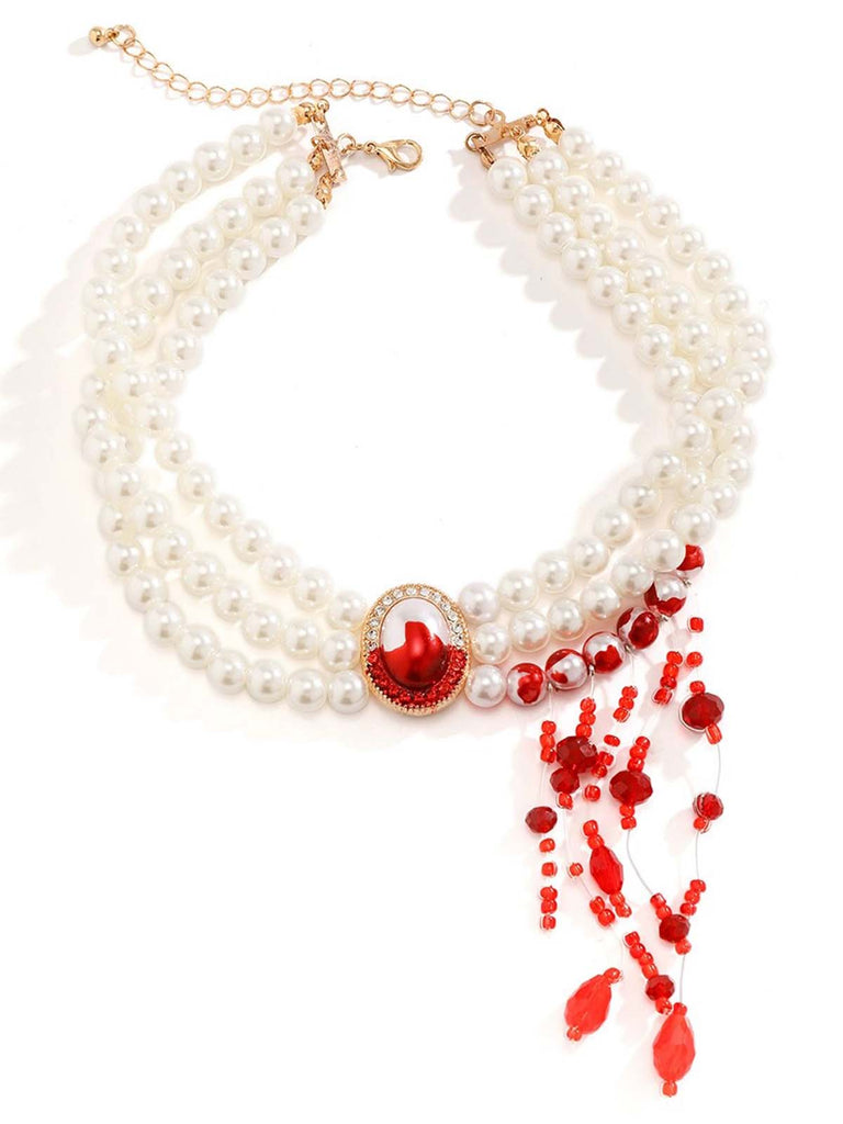 Halloween Pearl Blood Drop Necklace - vintage fashion, retro style